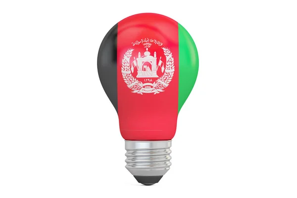 Ampoule avec drapeau afghan, rendu 3D — Photo