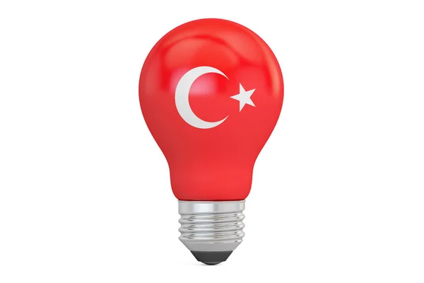 Žárovka s Tureckem vlajkou, vykreslování 3d objektů — Stock fotografie