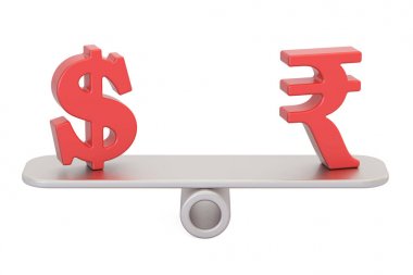 Dolar veya Rupisi, denge kavramı. 3D render