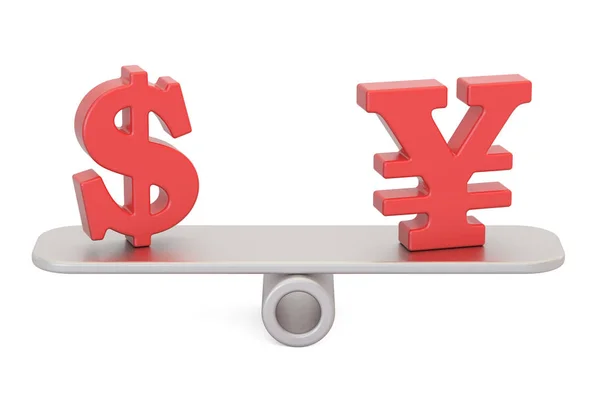 Dollar or Yen, balance concept. 3D rendering — Stock Photo, Image