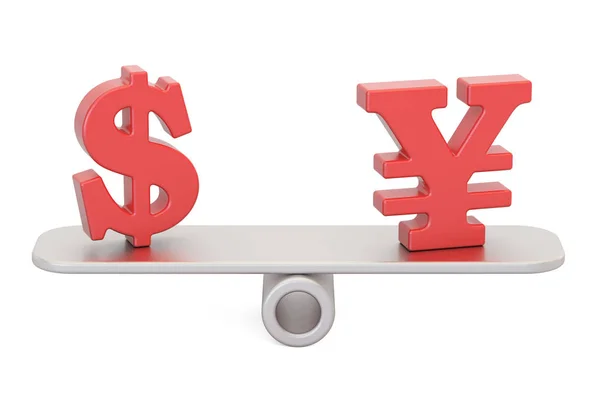 Dollar or Yen, balance concept. 3D rendering — Stock Photo, Image