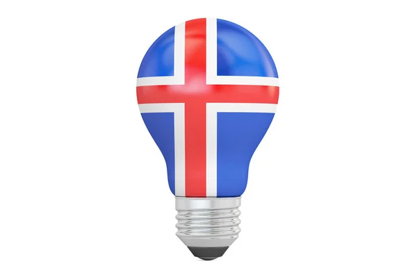 Žárovka s Islandská vlajka, vykreslování 3d objektů — Stock fotografie