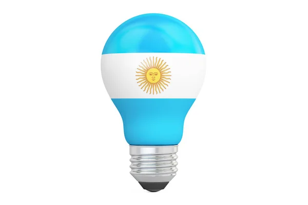 Bombilla con bandera de Argentina, representación 3D —  Fotos de Stock