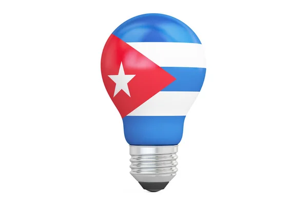 Лампочка с кубинским флагом, 3D рендеринг — стоковое фото