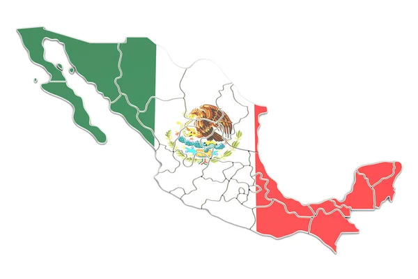 Mexique carte gros plan, rendu 3D — Photo