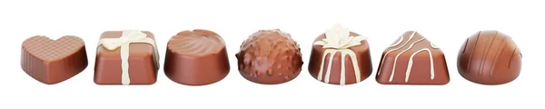 Fila de caramelos de chocolate, representación 3D —  Fotos de Stock