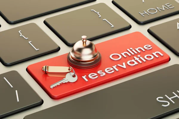 Online Reservation keyboard button, 3D rendering