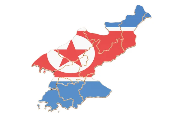 Nordkorea karta närbild, 3d-rendering — Stockfoto