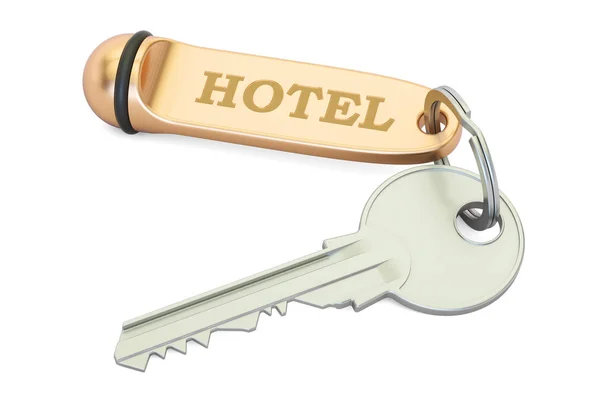 Hotel key closeup, 3D rendering — Stock Photo, Image