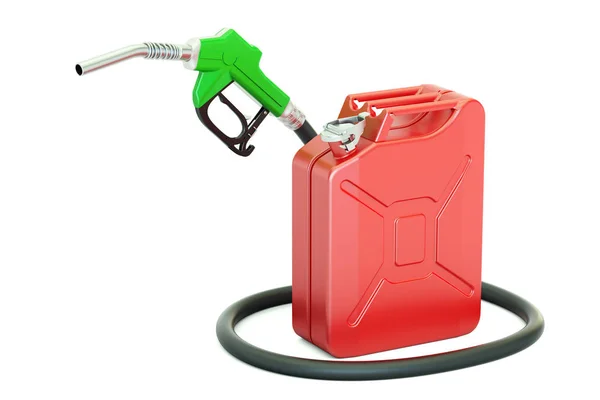 Ugello pompa carburante con tanica, rendering 3D — Foto Stock