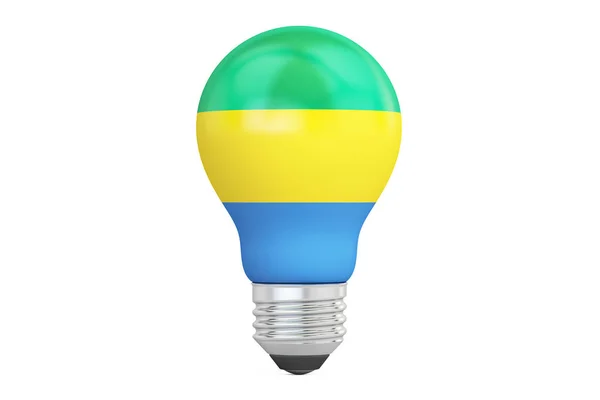 Glühbirne mit Gabonenfahne, 3d-Rendering — Stockfoto