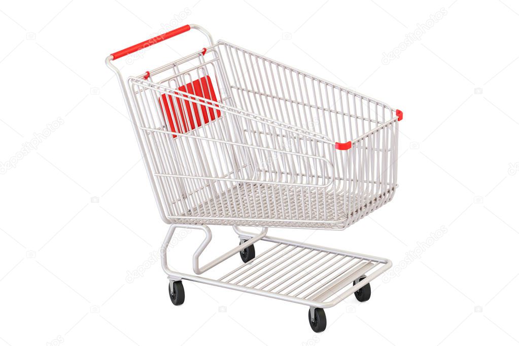 empty shopping cart, 3D rendering