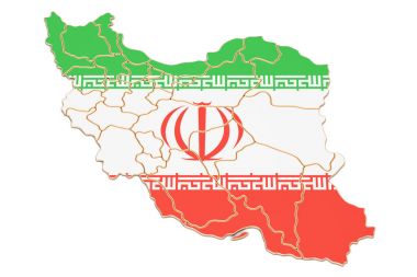 Iran harita closeup, 3d render