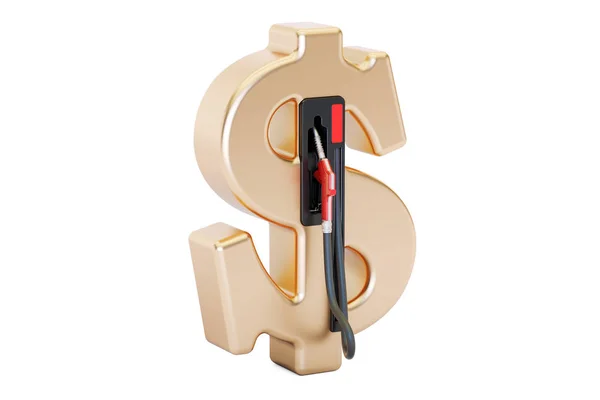 Dollar-Symbol mit Zapfpistole, 3D-Rendering — Stockfoto