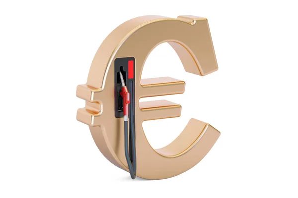 Euro-Symbol mit Zapfpistole, 3D-Rendering — Stockfoto