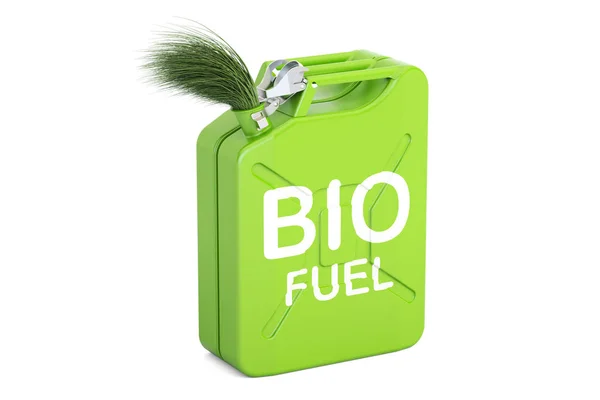 Jerrycan with bio fuel, 3D rendering — Stock Photo, Image