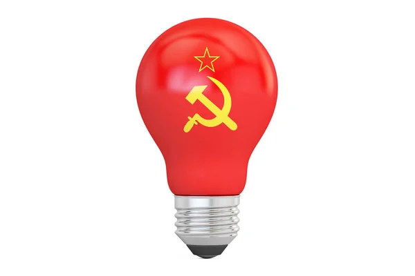 Lampadina con bandiera dell'Unione Sovietica, rendering 3D — Foto Stock