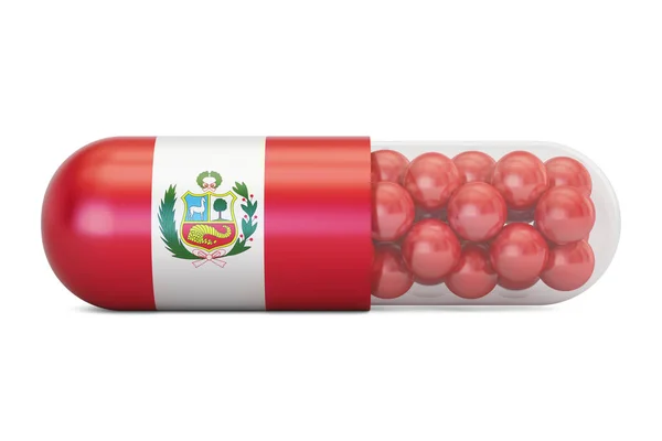 Κάψουλα χάπι με σημαία του Περού, 3d rendering — Φωτογραφία Αρχείου