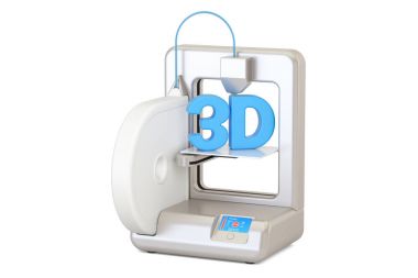 Modern 3D printer, 3D rendering clipart
