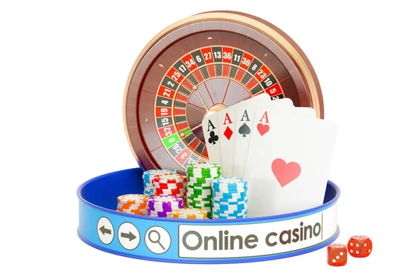 Online Casino Konzept, 3D Rendering — Stockfoto