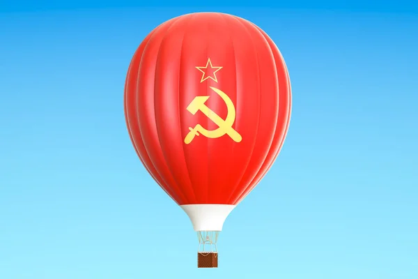 Hot air balloon with USSR flag, 3D rendering — Stock Photo, Image