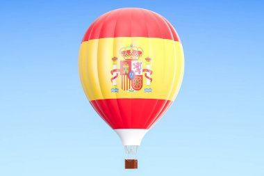 Sıcak hava balonu İspanya bayrağı, 3d render ile