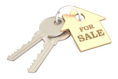 Satış konsepti, anahtarlık, 3d render ile anahtar