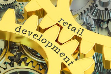 Dişliler, 3d render üzerinde perakende geliştirme kavramı