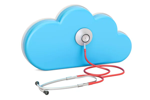 Cloud computing med stetoskop, 3d-rendering — Stockfoto