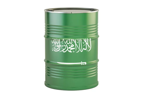 사우디아라비아의 국기와 함께 오일 배럴입니다. 석유 생산 및 무역 c — 스톡 사진