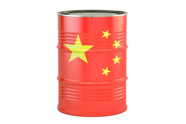 Barril de petróleo com bandeira da China. Conceito de produção e comércio de petróleo , — Fotografia de Stock