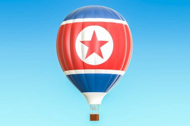Kuzey Kore bayrağı, 3d render ile sıcak hava balonu