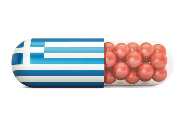 Капсула с греческим флагом, 3D рендеринг — стоковое фото