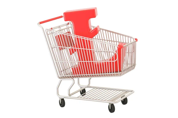 Carrinho de compras com símbolo litecoin, renderização 3D — Fotografia de Stock