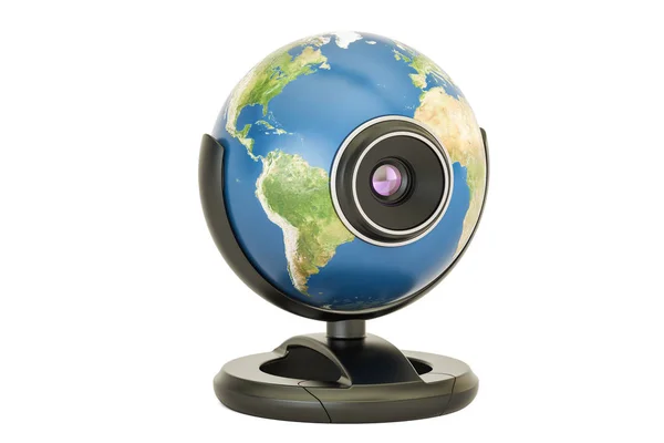 Глобальна концепція комунікації, веб-камера земної кулі. 3D візуалізація — стокове фото