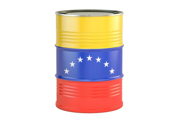 Нефтяная бочка с флагом Венесуэлы. Производство и торговля нефтью — стоковое фото