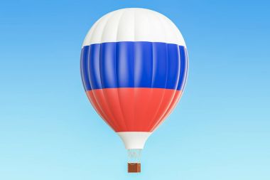 Sıcak hava balonu ile Rusya bayrağı, 3d render