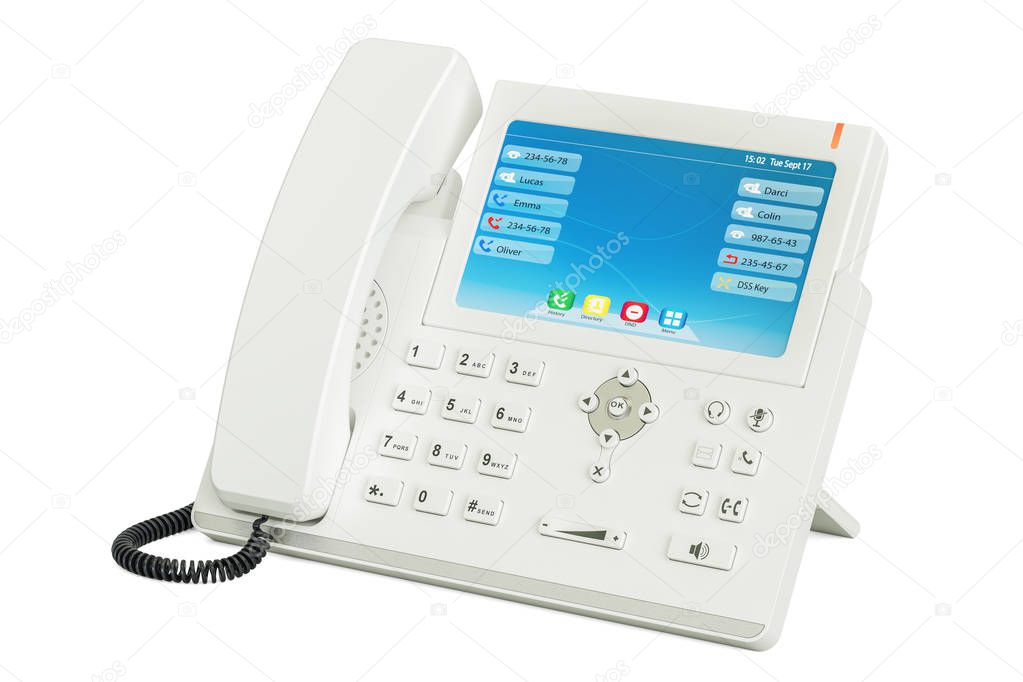 Modern white IP Phone, 3D rendering
