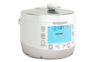 Beyaz otomatik Multicooker, 3d render