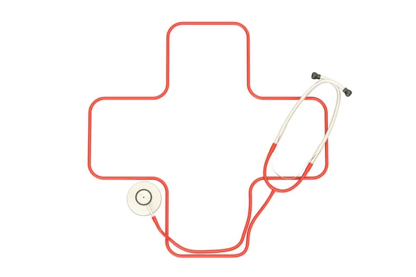 Medizinisches Konzept, Stethoskop in Kreuzform. 3D-Renderin — Stockfoto