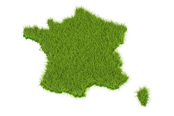 Francia mappa da erba verde, rendering 3D — Foto Stock