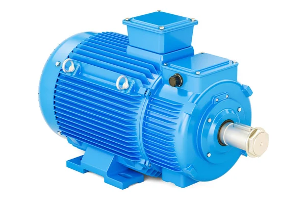 Blue industrial electric motor, 3D rendering — Stock Photo, Image