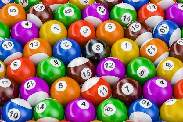 Billiard labdák, színes háttér, 3d-leképezés — Stock Fotó