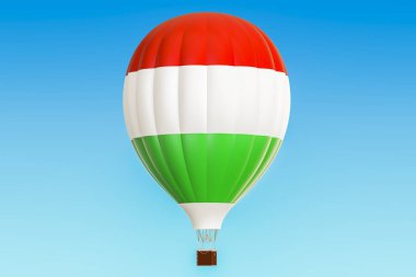 Sıcak hava balonu ile Macaristan bayrağı, 3d render