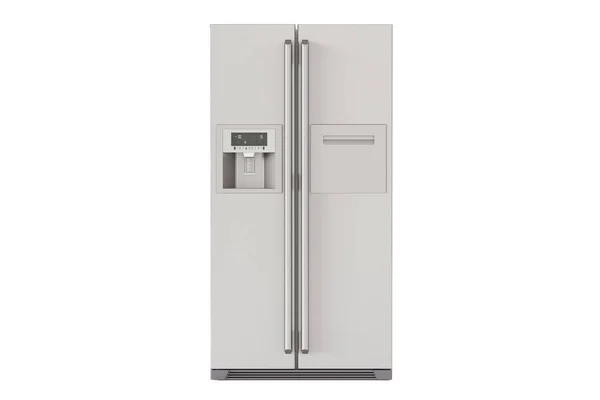 Современный холодильник с дверной системой бок о бок, 3D рендеринг — стоковое фото