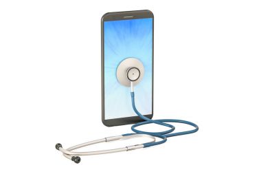Modern smartphone stetoskop, 3d render ile
