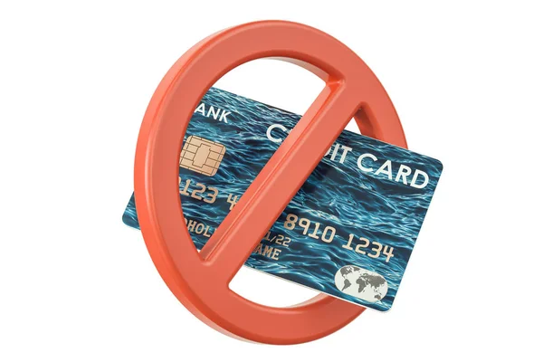 Verbod bord met creditcard, 3D-rendering — Stockfoto