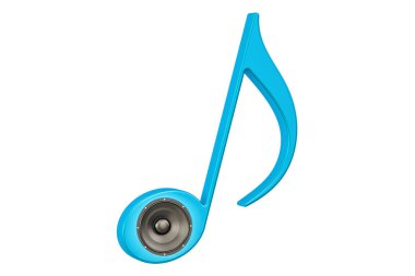 Müzik Not hoparlör, 3d render ile