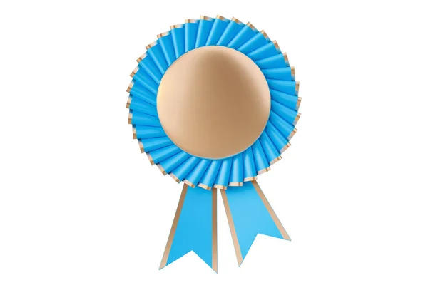 Blue winning award, prize, medal or badge with ribbons. 3D rende — Stock Photo, Image