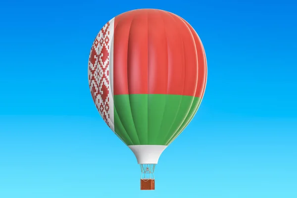 Heißluftballon mit weißrussischer Flagge, 3D-Darstellung — Stockfoto